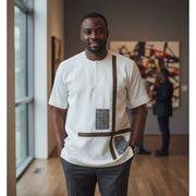 Chemise homme blanche en coton, col rond, élégante et casual chic