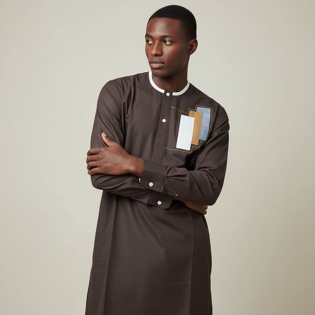 Chemise homme col mao coton respirant, élégante et casual chic XL