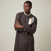 Chemise homme col mao coton respirant, élégante et casual chic XL