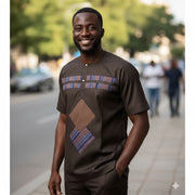 Chemise homme coton marron