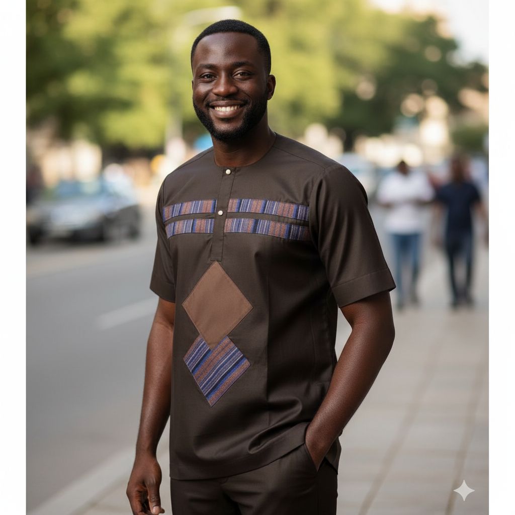 Chemise homme coton marron