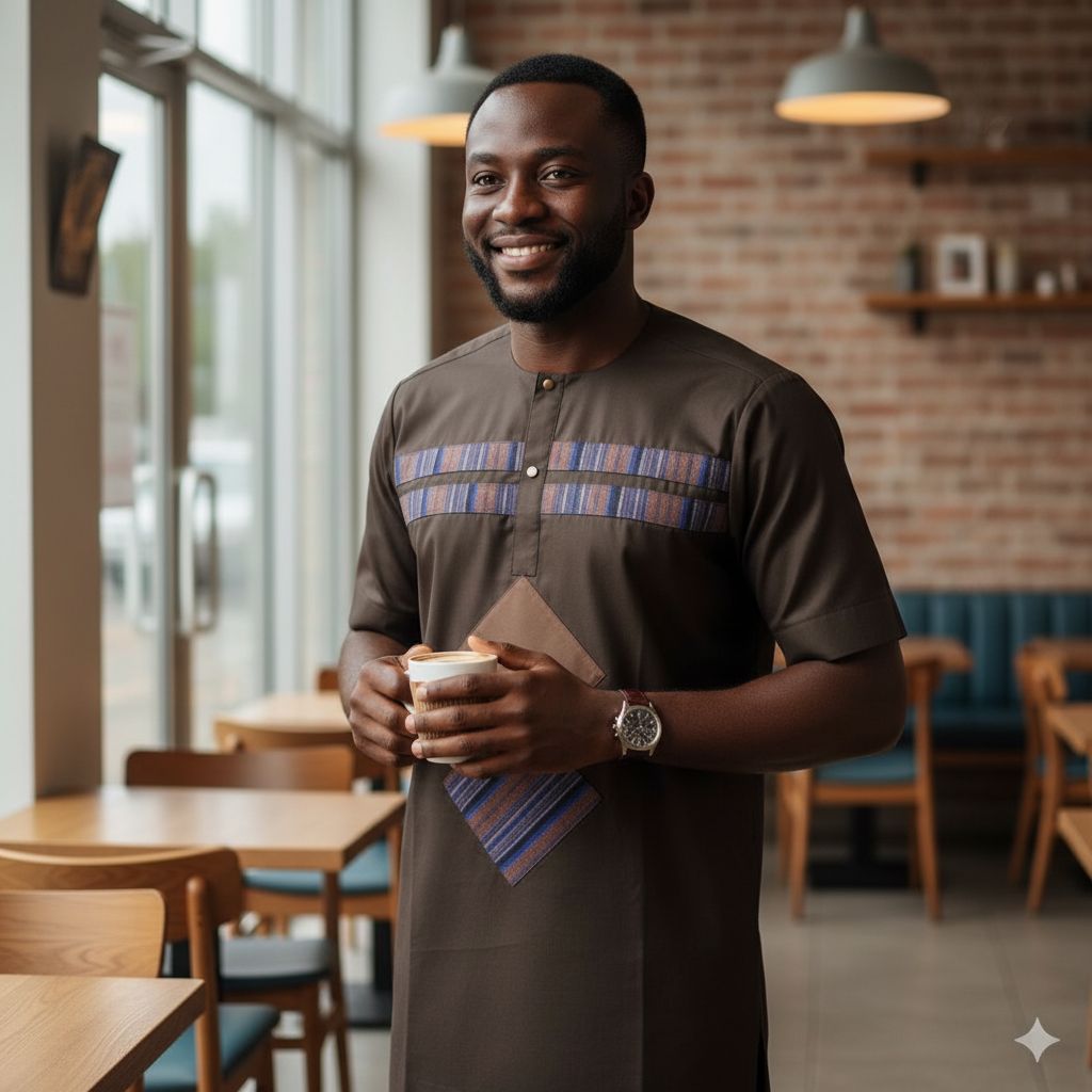 Chemise homme coton marron