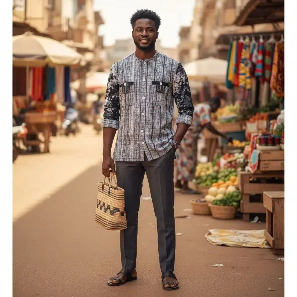 Chemise homme pagne danfani moderne – Koko-Dunda, coton, tailles L et XL