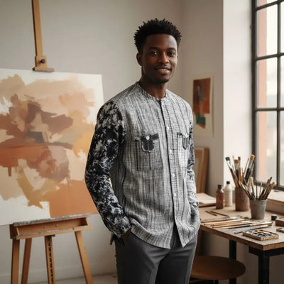 Chemise homme pagne danfani moderne – Koko-Dunda, coton, tailles L et XL