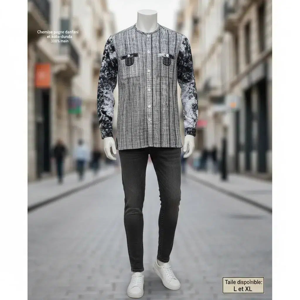 Chemise homme pagne danfani moderne – Koko-Dunda, coton, tailles L et XL
