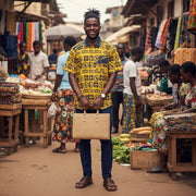 Chemise homme woodin jaune motifs – Chemise ethnique coton été XL