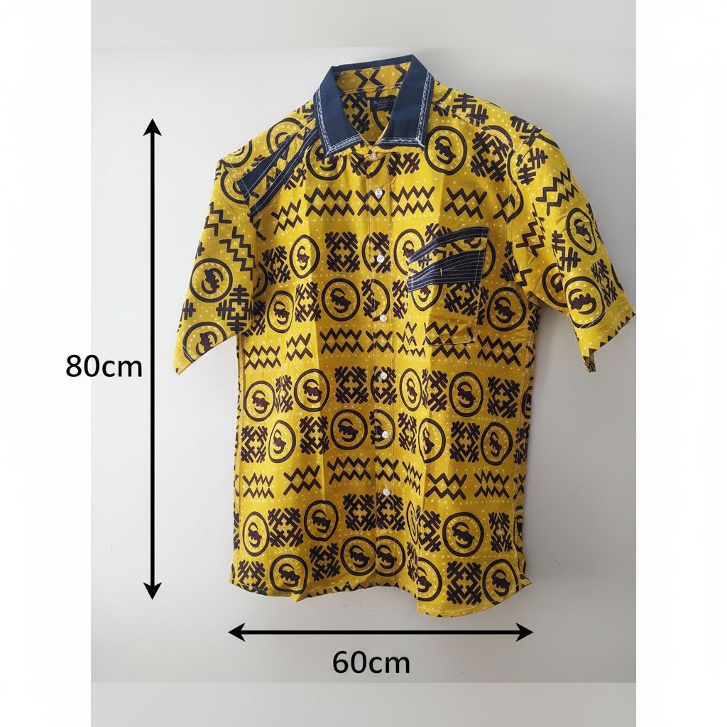 Chemise homme woodin jaune motifs – Chemise ethnique coton été XL