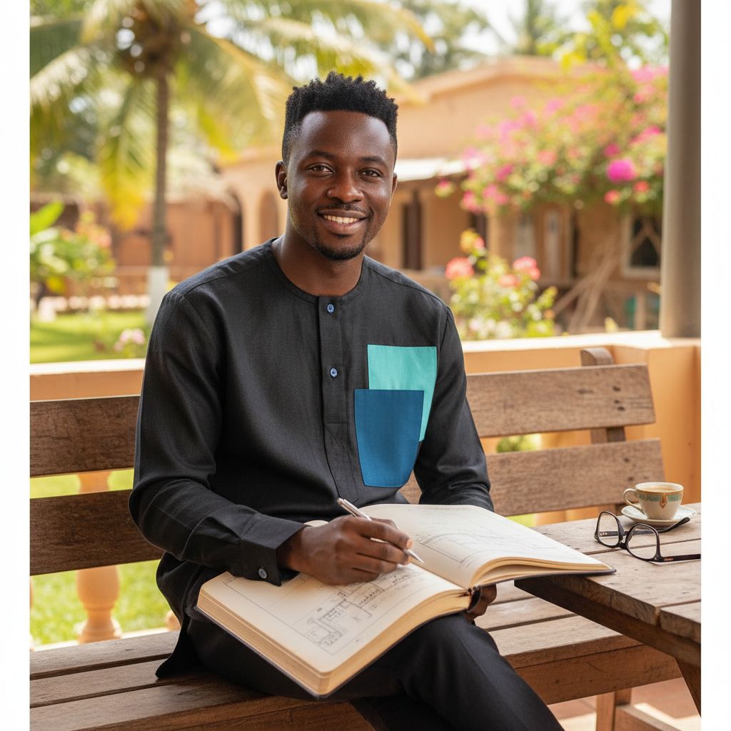 Elegant Black Linen Men's Shirt, Long Sleeves, Round Collar with Pockets