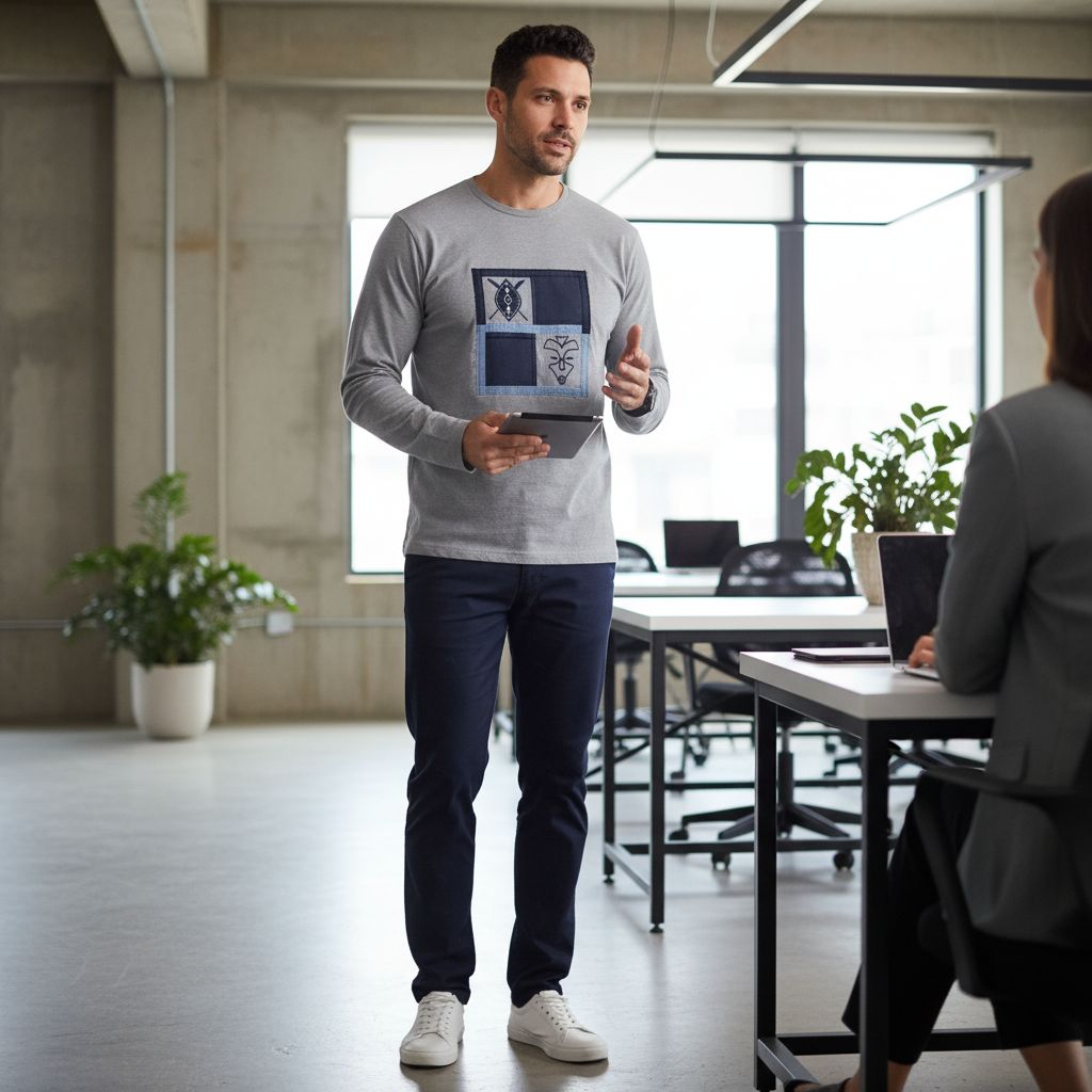 Chemise Grise Lin et Coton Patchwork - Élégance Ethnique Chic