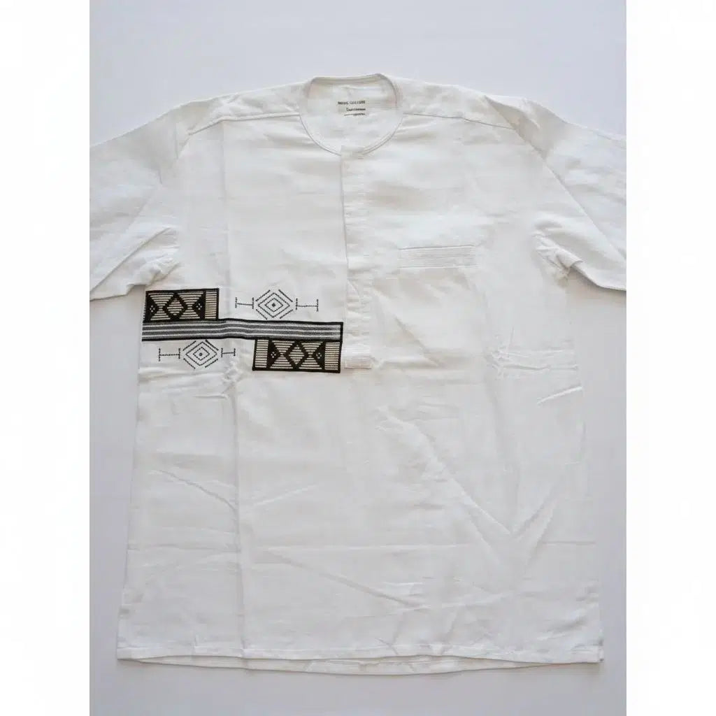 Chemise lin homme brodée style africain – Élégance ethnique été artisanale