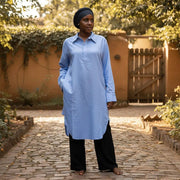 Chemise longue lin avec des manches longues taille L