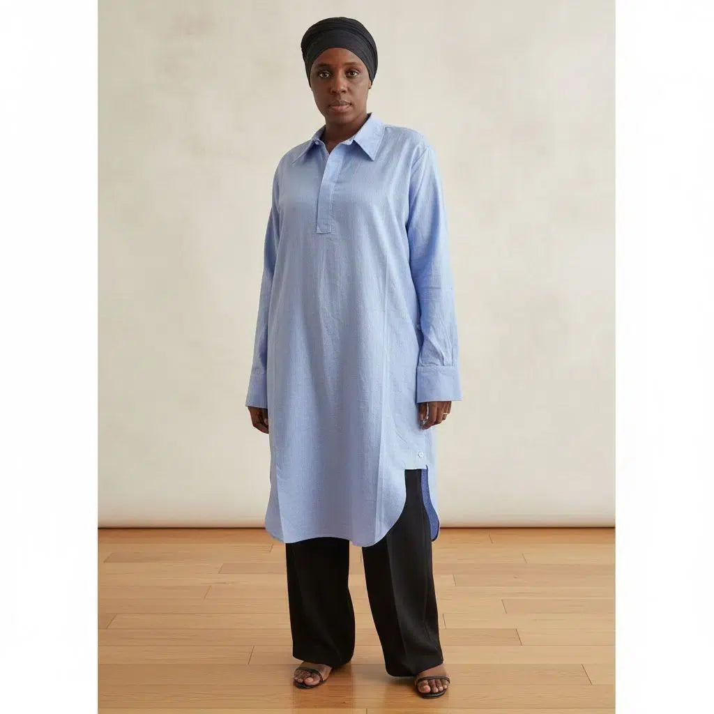 Chemise longue lin avec des manches longues taille L