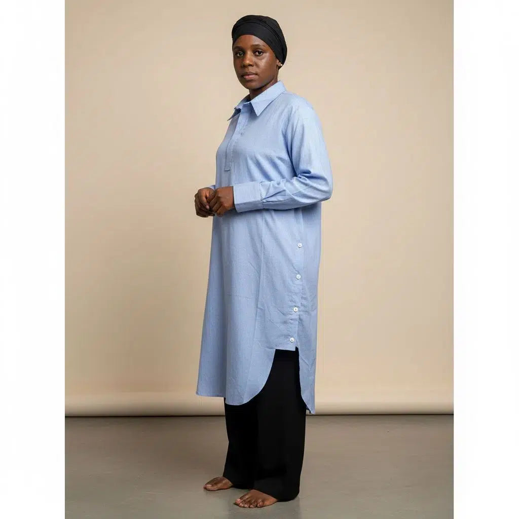 Chemise longue lin avec des manches longues taille L