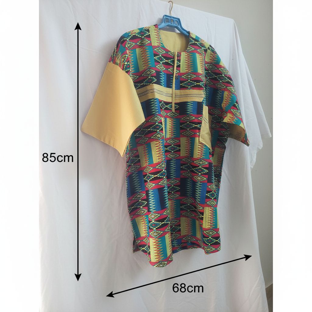 Chemise wax homme manches courtes multicolore – Style africain coton 2XL