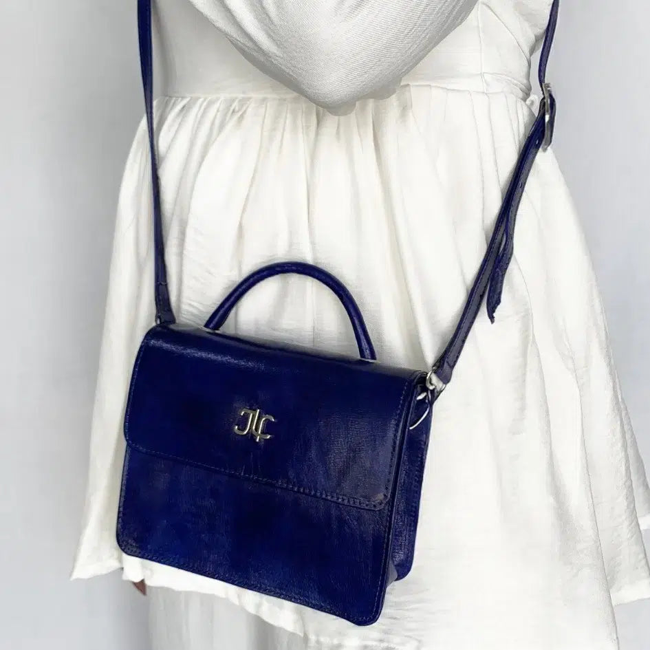 Sacoche Marigold en Cuir Véritable bleu