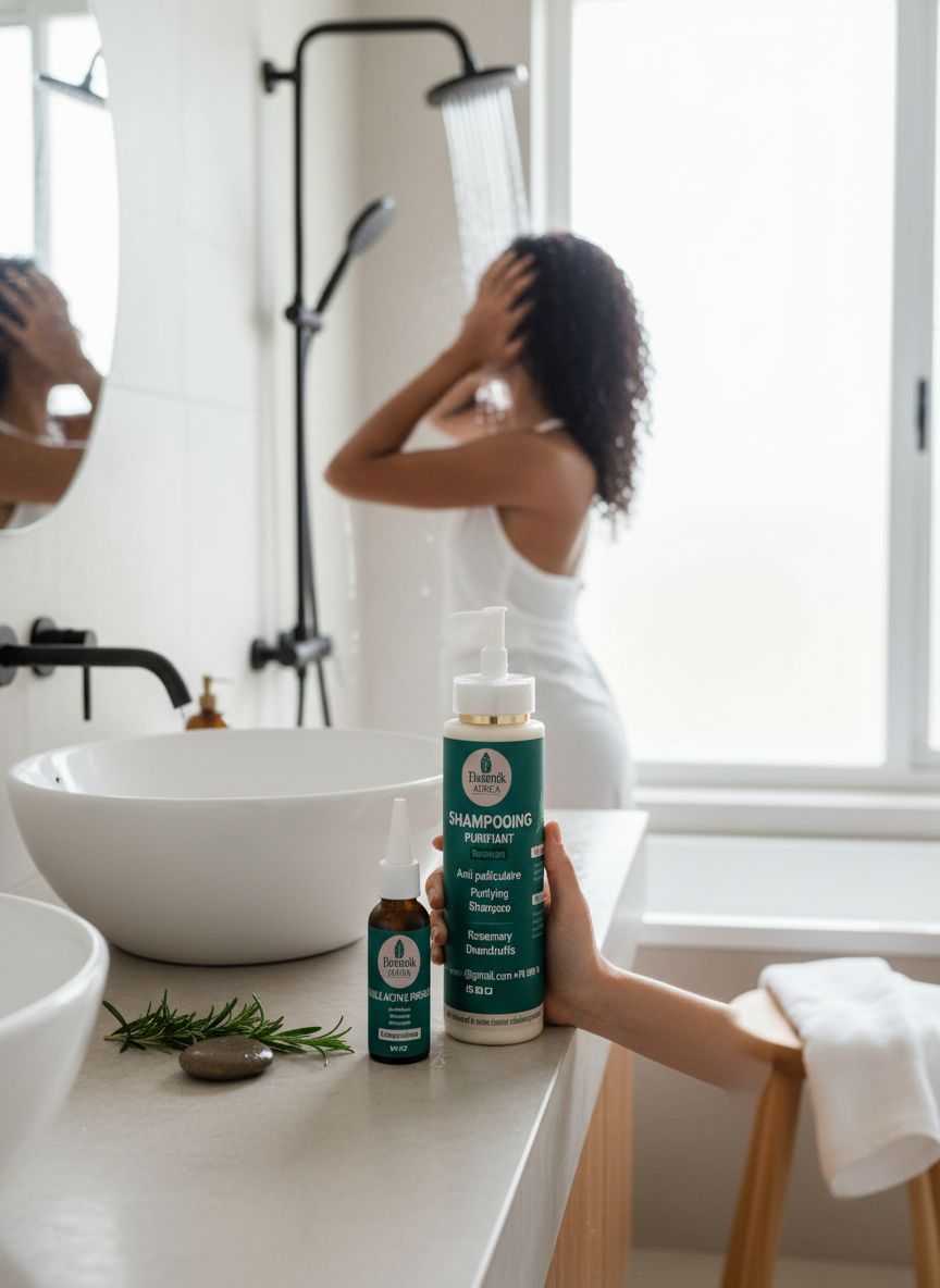 Coffret soins cheveux naturels 3-en-1 : huile, shampoing romarin, lait hydratant