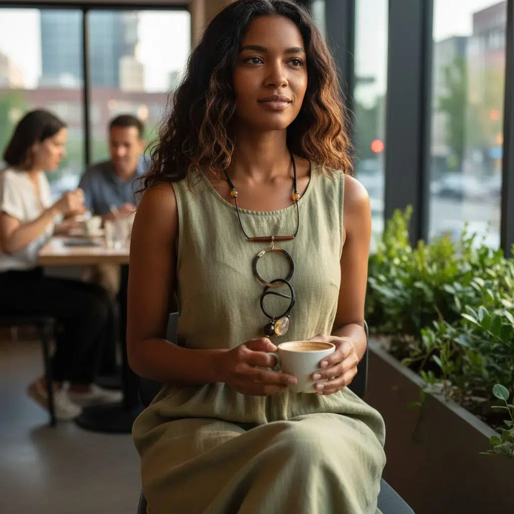 Collier agate artisanal et boucles d’oreilles – Bijoux bohème chic femme