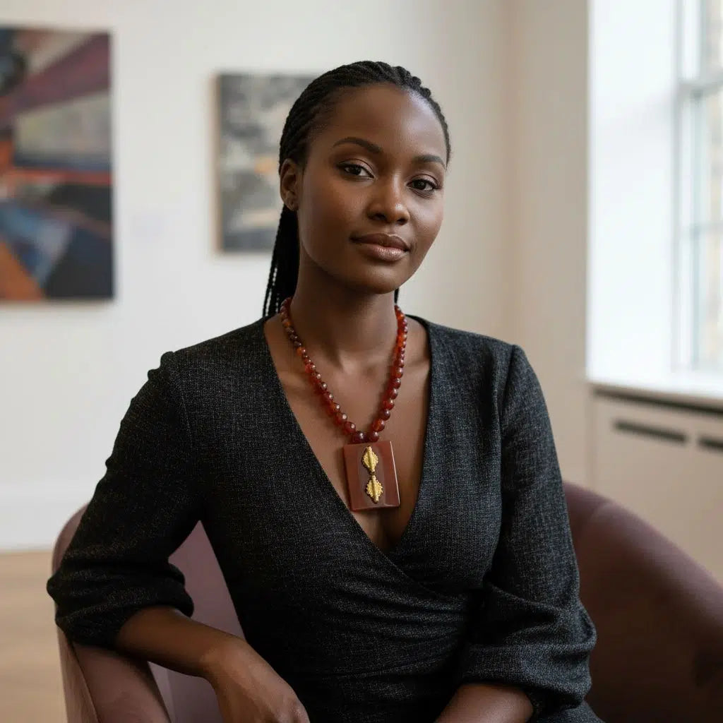 Collier artisanal femme agate et métal doré – Bijou bohème chic unique