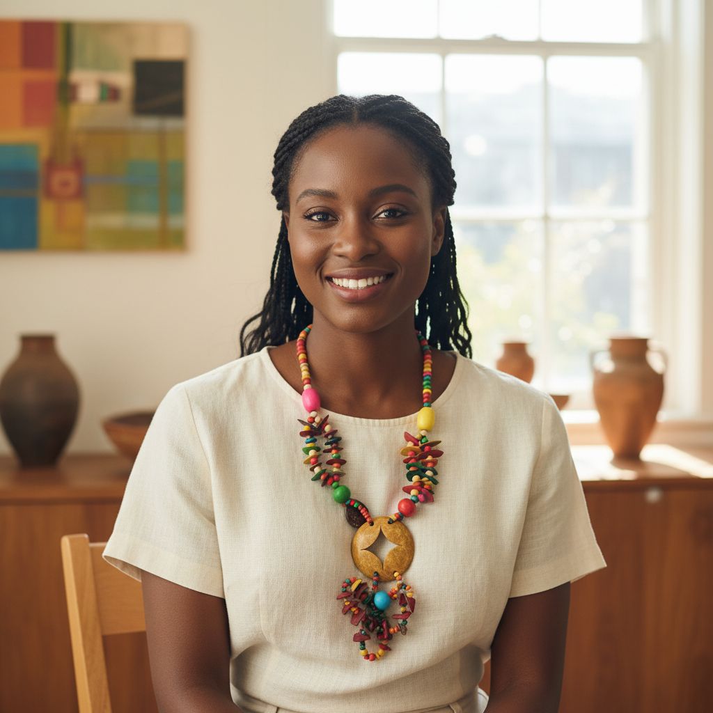 Collier artisanal multicolore en perles bois naturel, bijou bohème femme