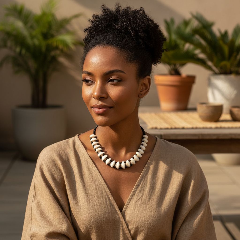 Collier cauris blanc et noir fait main – Bijou artisanal bohème femme