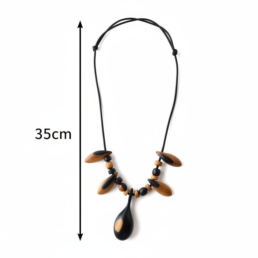 Collier en bois pour homme artisanal ébène noir et beige, bijou original