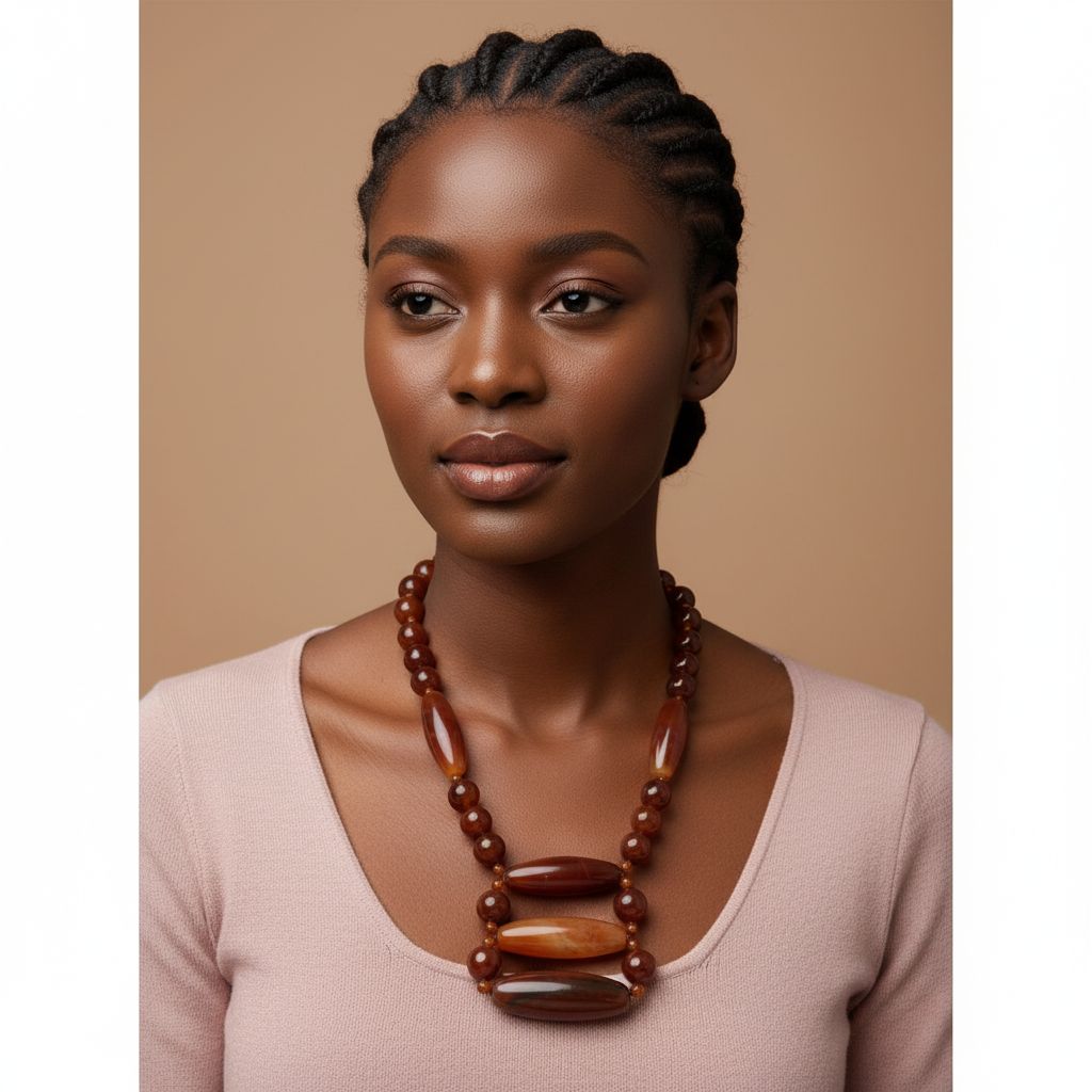 Collier en perles naturelles marron – Bijou artisanal fait main unique femme
