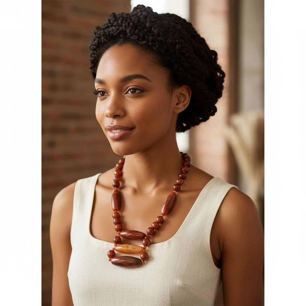Collier en perles naturelles marron – Bijou artisanal fait main unique femme