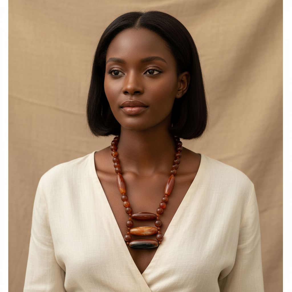 Collier en perles naturelles marron – Bijou artisanal fait main unique femme