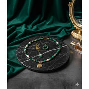 Collier malachite femme perles d’eau douce acier inoxydable