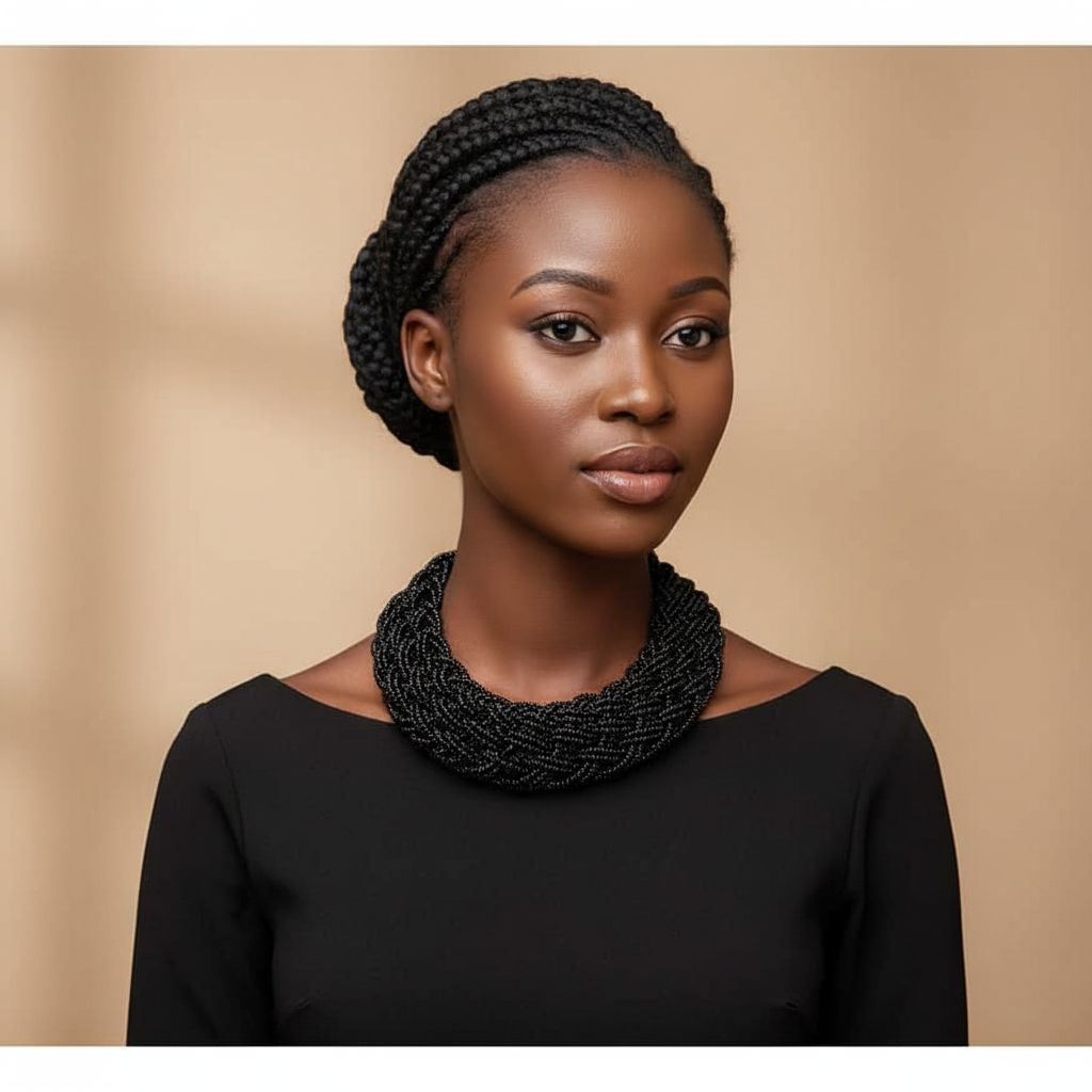 Collier perles noires ethnique femme