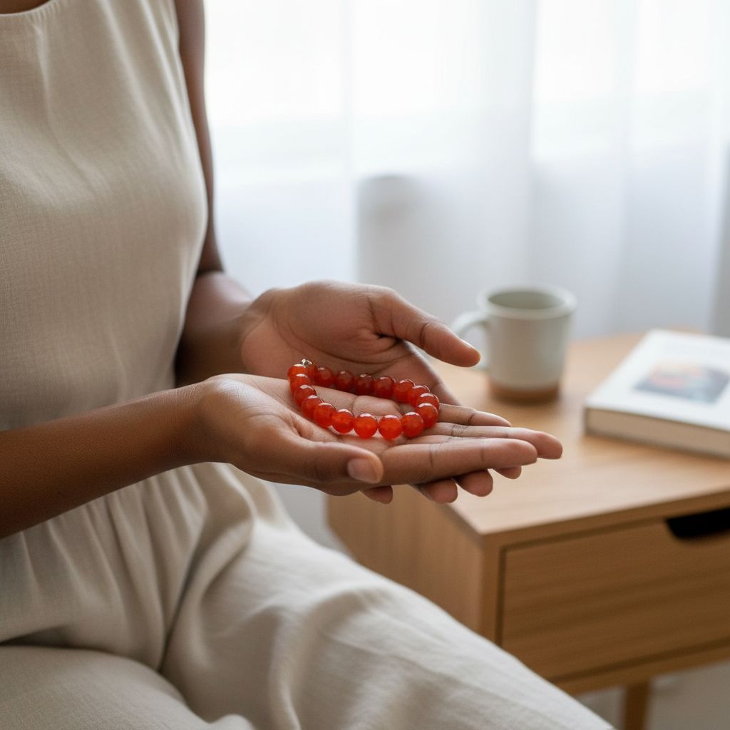 Collier perles rouges élégant femme