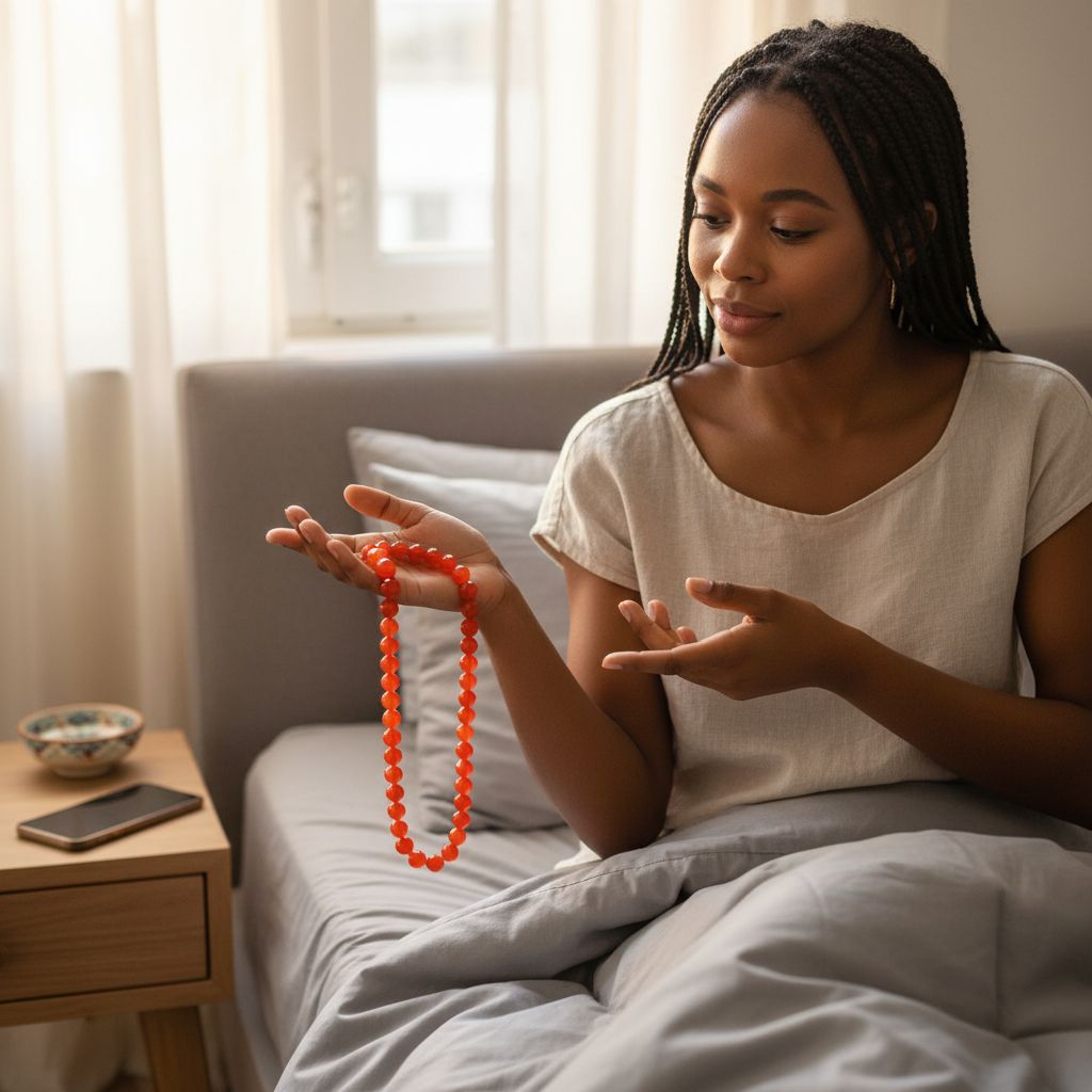 Collier perles rouges élégant femme