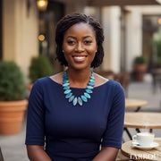 Collier pierre naturelle bleu agate et calcédoine, bijou artisanal femme