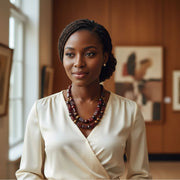 Collier pierres naturelles gris foncé double rang, bijou artisanal élégant femme