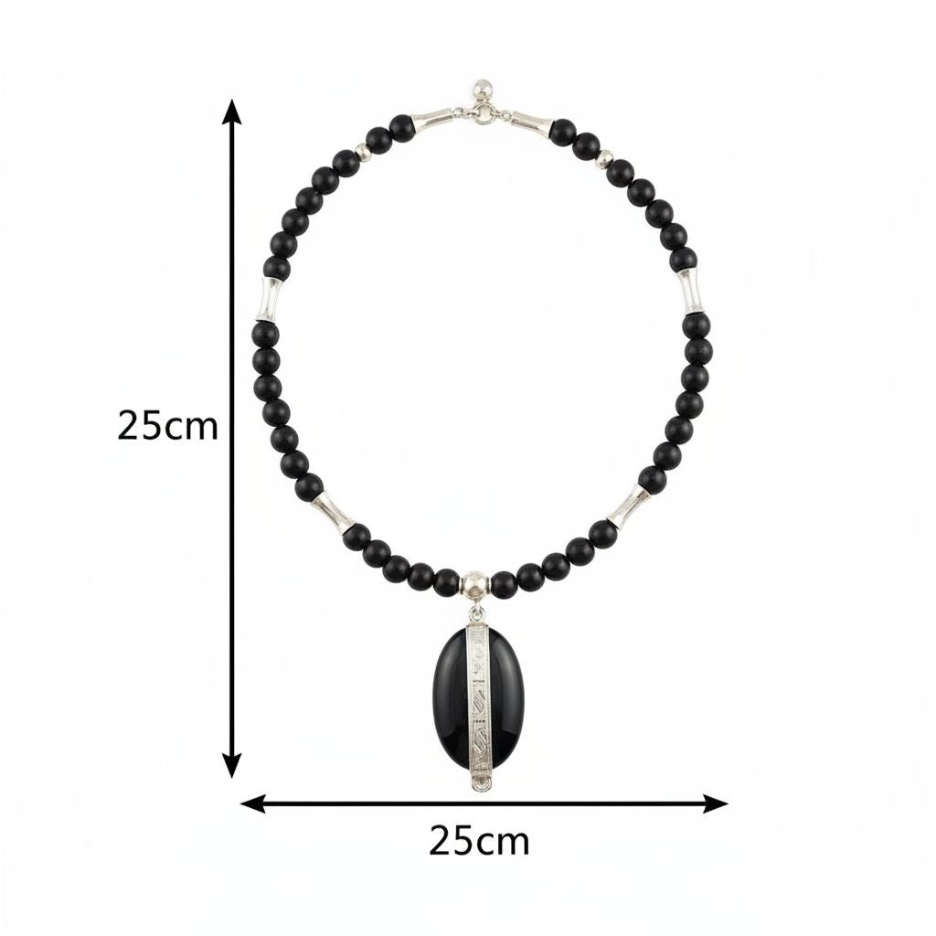Collier Touareg argent massif et perles africaines – Bijou artisanal femme