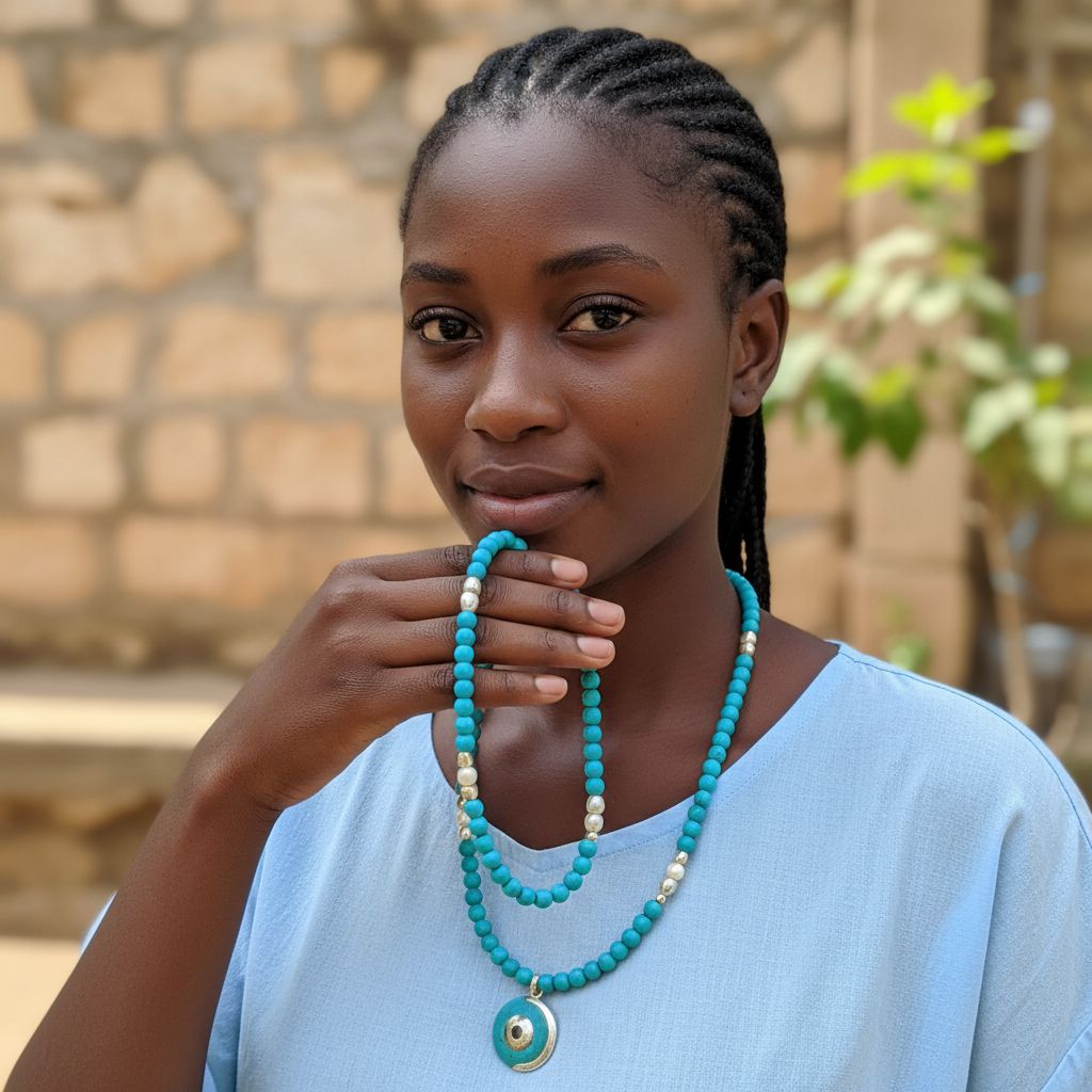 JOAILLERIE TOUAREG BY SKM JEWERLY/ ENSEMBLE PARURE DE COU +BOUCLES D'OREILLES EN PERLES AFRICAINES