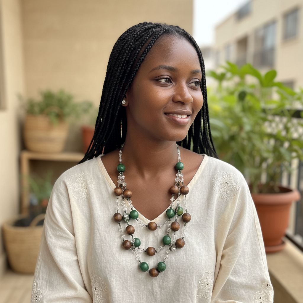 Collier vert femme chic en perle argenté, bijoux faits main élégants
