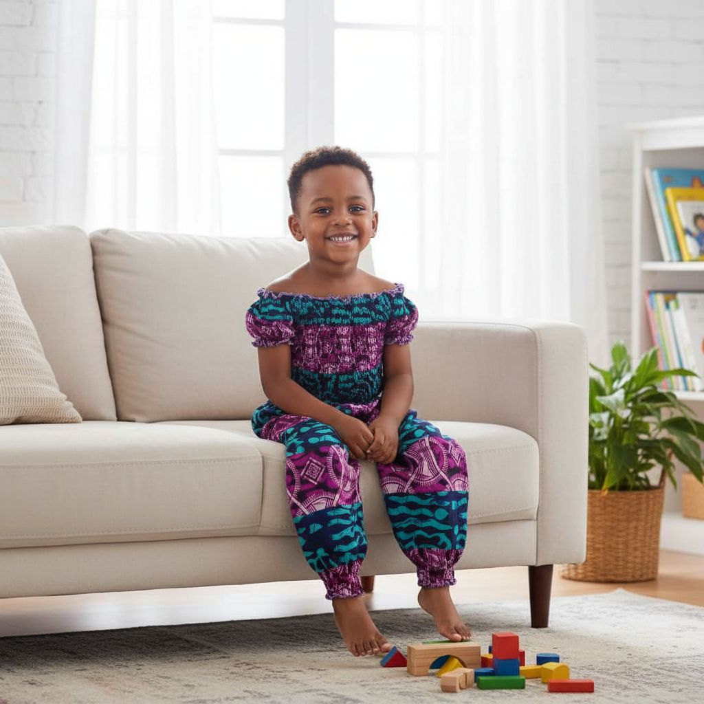 Combinaison enfant wax 4 ans colorée en coton élastiqué