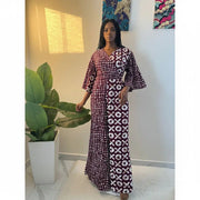 Combinaison femme rouge Bordeaux motifs blancs