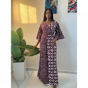 Combinaison femme rouge Bordeaux motifs blancs