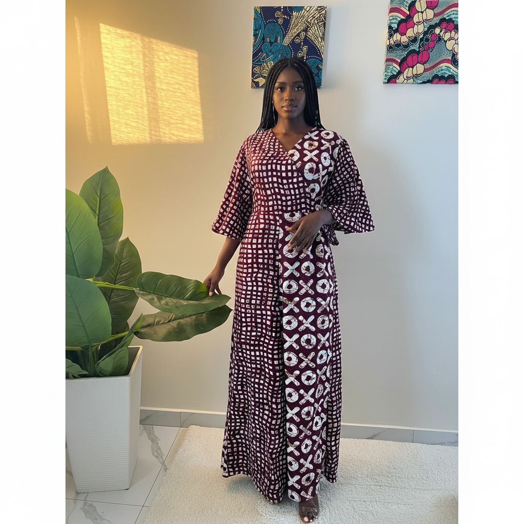 Combinaison femme rouge Bordeaux motifs blancs