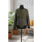 Veste femme wax originale et colorée zippée manches longues avec grands poches