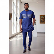 Costume africain homme bleu – Ensemble tradimoderne élégant et confortable