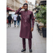 Costume africain homme élégant brodé, tenue traditionnelle cérémonie XL XXL