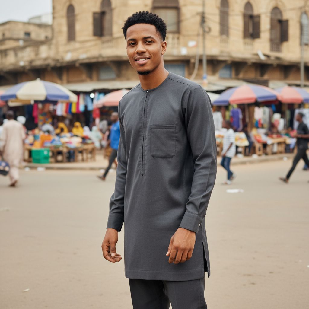 Costume africain homme marron élégant, ensemble traditionnel coton S à XXXL