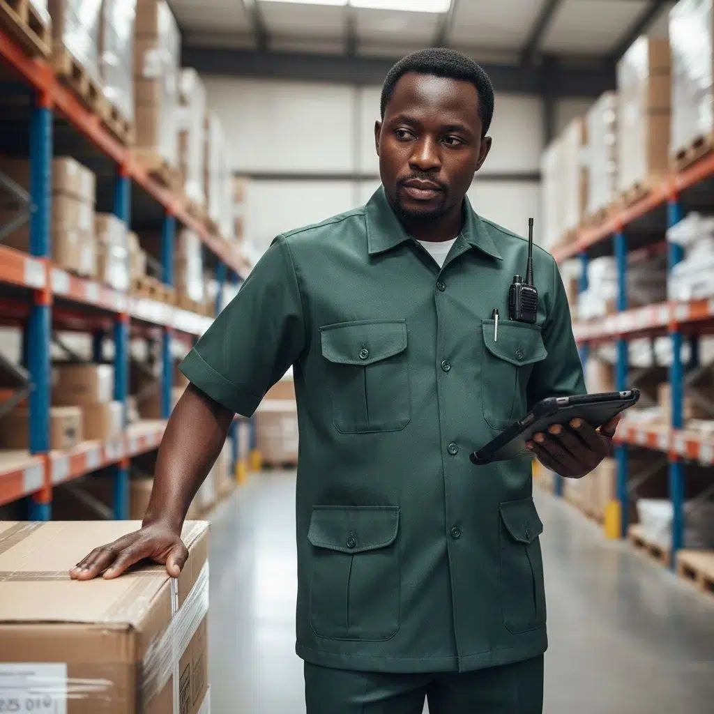 Costume Professionnel Africain Vert en Coton-Polyester - Élégance et Praticité