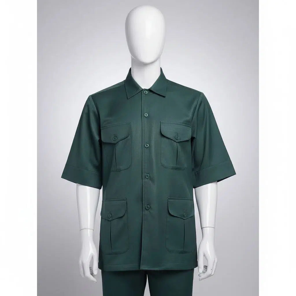 Costume Professionnel Africain Vert en Coton-Polyester - Élégance et Praticité