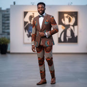 Costume homme wax marron et rouge sur mesure