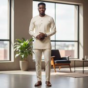 Costume traditionnel homme en coton XL beige crème