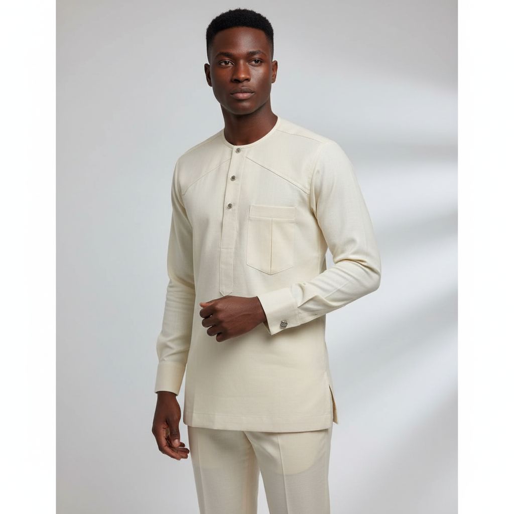 Costume traditionnel homme en coton XL beige crème